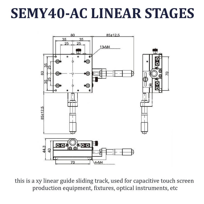 [Australia - AusPower] - 40x40mm Aluminum Alloy Manual XY Linear Stage,Micrometer Manual Slide Table,Used for Capacitive ,for Precision Inspection,Mechanical Positioning,Optical Waveguide Alignment 