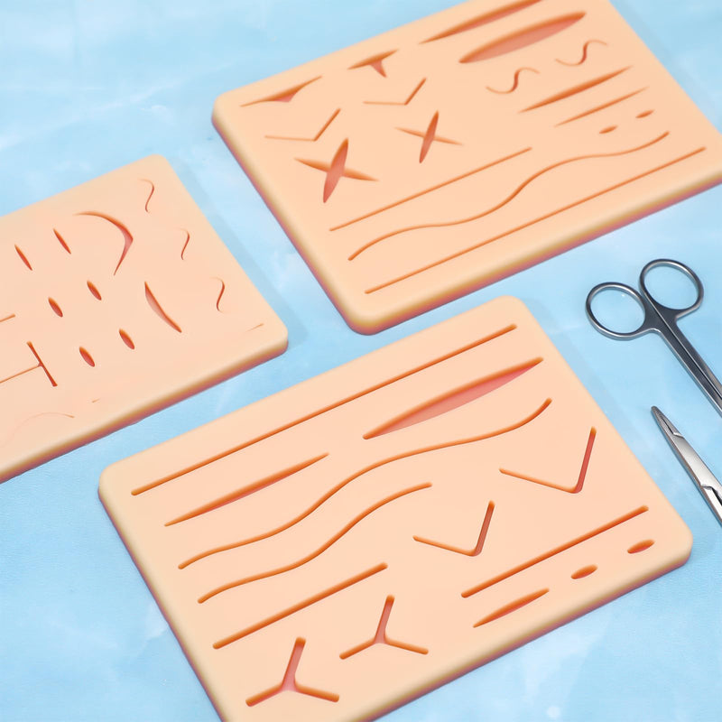 [Australia - AusPower] - 3 Pcs Suture Pad 3 Layer Suture Practice Pad with Wounds Suture Practice Kit, Hard to Rip, Tear or Break for Medical and Vet Students Veterinarian Nurses Training and Practice Classic Style 