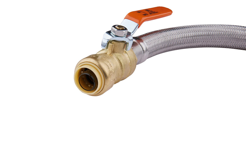 EFIELD 18-inch Push-fit Ball Valve Flexible Water Heater Connector, 3/4 inch x 3/4 inch FIP, Push-to-Connect, Copper, Pex, CPVC, Braided Stainless Steel -18 Inch,(HOSE015) 18 Inch 3/4''x3/4''