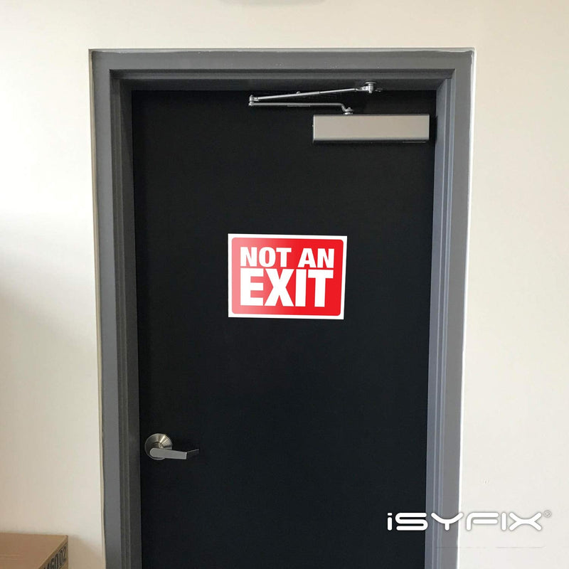 iSYFIX Not an Exit Stickers – 12 Pack 10x7 Inch – Premium Self-Adhesive Vinyl, Laminated for Ultimate UV, Weather, Scratch, Water, and Fade Resistance, for Office, Buildings, Workplace & More. 12 Pk 10x7 Sticker Red