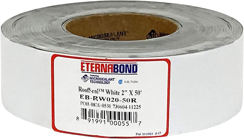 EternaBond RoofSeal White 2" x50' MicroSealant UV Stable RV Roof Seal Repair Tape | 35 mil Total Thickness - EB-RW020-50R - One-Step Durable, Waterproof and Airtight Sealant 2" x 50'