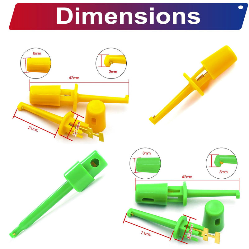[Australia - AusPower] - PCB Test Point & Test Hook Clip Assorted Kit, Black/Red/Green/Blue/Yellow Test Point Pin & Test Hooks Clips Spring Hook Clip PCB Board Breadboard Kit (PCB-Test-Kit) 