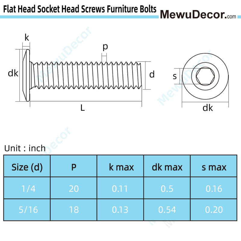 [Australia - AusPower] - 1/4-20 x 3/4" Flat Head Socket Head Screw Furniture Bolts Countersunk Connector Screws, Stainless Steel 18-8 (304), Black Oxide, Fully Threaded, 25 PCS 1/4-20 x 3/4" 