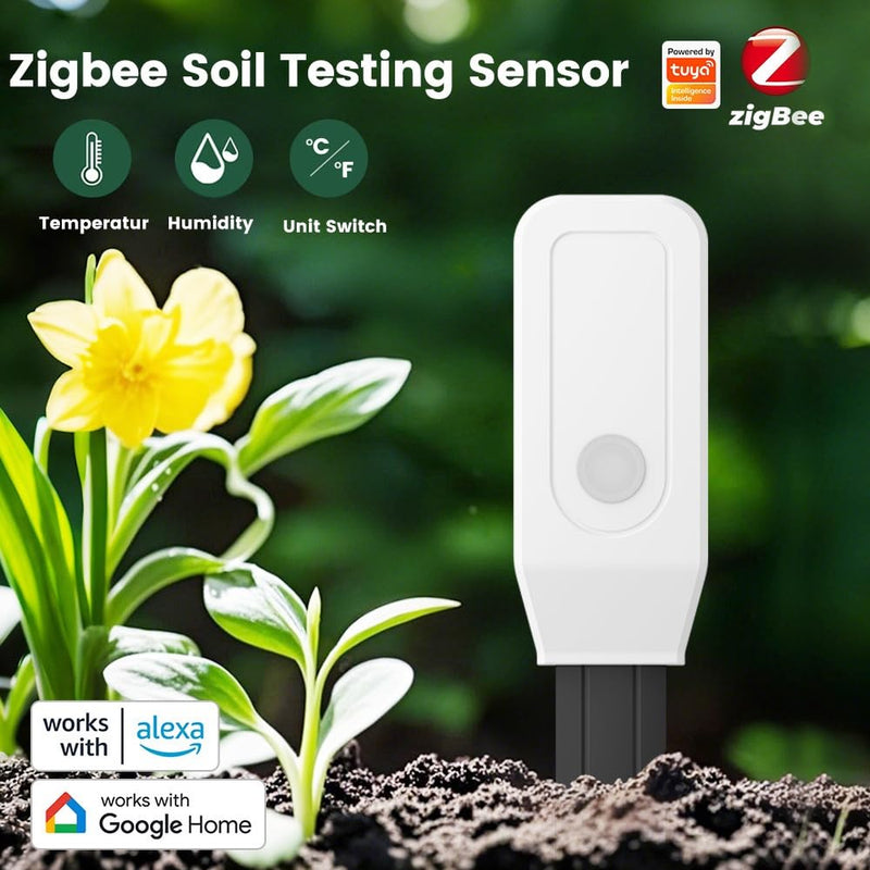 [Australia - AusPower] - Zigbee Smart Soil Sensor, Temperature and Moisture Meter with Tuya App Control, Garden and Greenhouse Monitor 