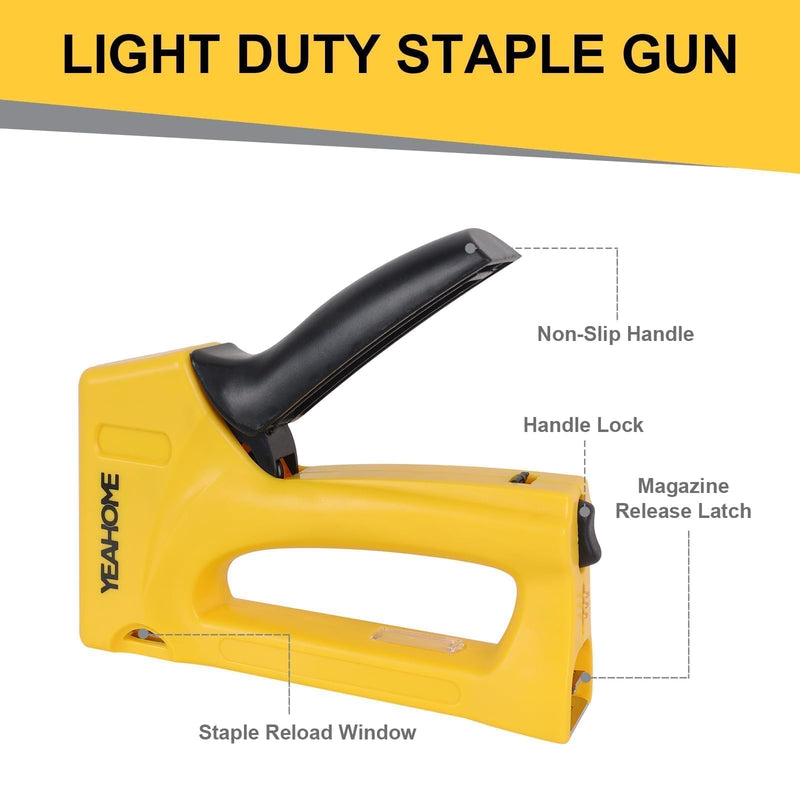 [Australia - AusPower] - YEAHOME Light Duty Staple Gun, Upholstery Staple Gun with 1000PCS JT 21 Staples of 5/16 inch, Stapler Gun for Wood, Classroom, Crafts, DIY, Decoration 