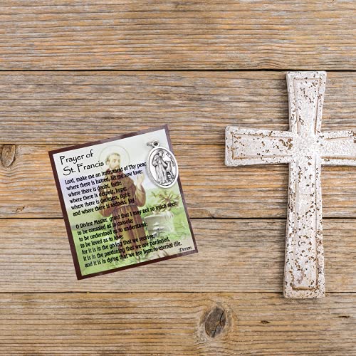 Needzo Silver Toned Saint Francis Pocket Token Medal with Inspirational Prayer Card, Christian Gifts for Men and Women, 1 Inch