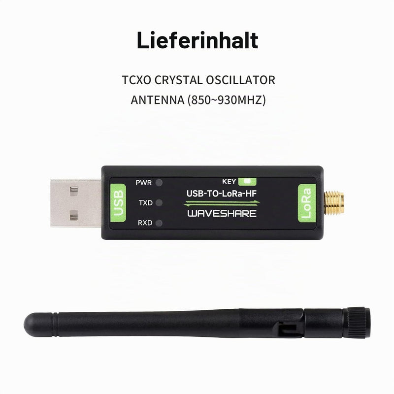 Waveshare USB to LoRa Data Transfer Module, Based On SX1262, Suitable for Data Acquisition in Industry and Agriculture, TCXO crystal oscillator, 850 ~ 930 MHz frequency for Europe, America and Oceania