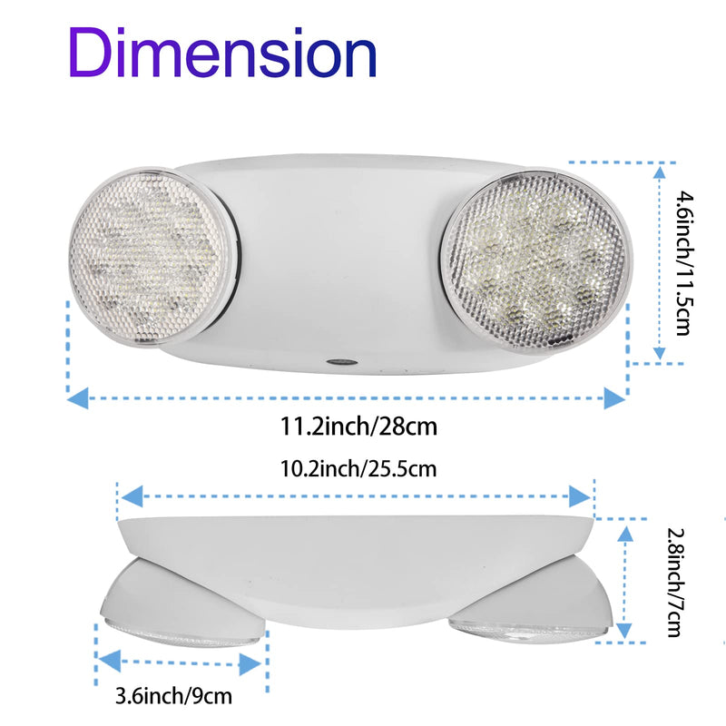 GZRUIYANG LED Emergency Lights with Battery Backup, Commercial Emergency Light Fixtures for Business Home Power Failure Emergency Exit Sign Lighting with 1.0 Meter Plug in Cord AC120V 1 Pack White with Plug