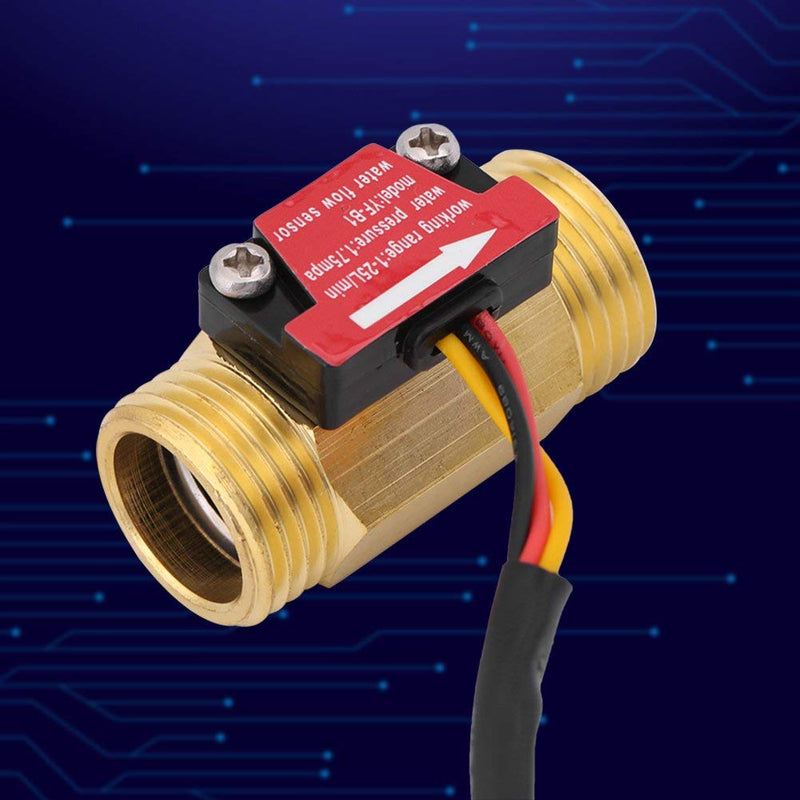 G1/2 Inch Electric Magnetic Flow Switch 2 Inch Flow Meter Turbine Water Flow Meter Magnetic Brass Inline Hall Flow Sensor Switch Male Thread 1 to 25 L/min