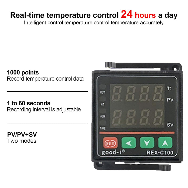 [Australia - AusPower] - PID Temperature Controller, Digital Display REX-C100 Temperature Controllers Box with Solid State Relay SSR 40DA and K Thermocouple Probe, Universal 100-240V (PID+40DA SSR+Heat Sink+K Sensor) PID+40DA SSR+Heat Sink+K Sensor 