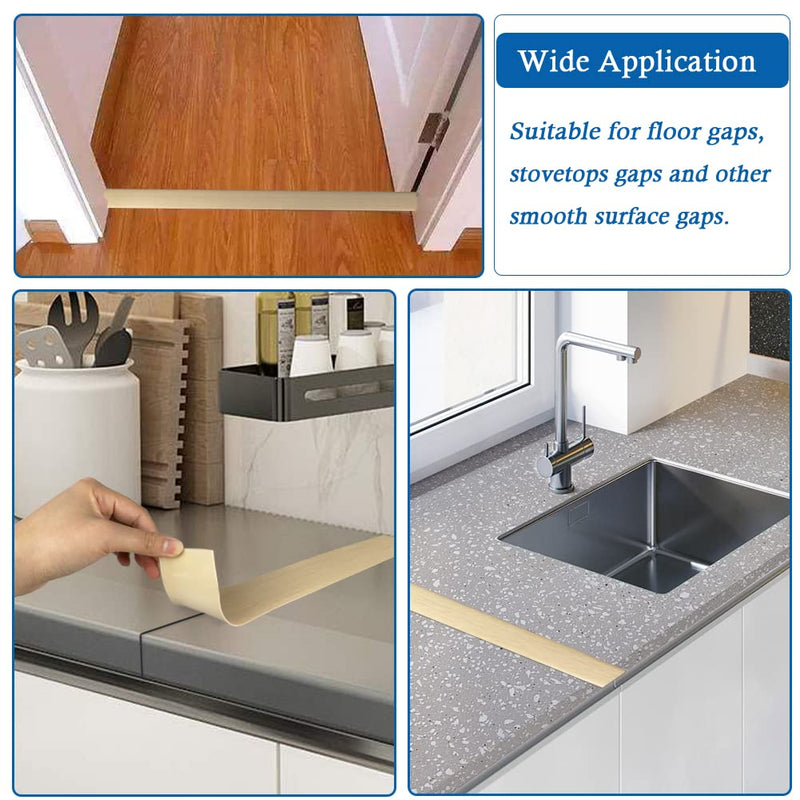 Floor Transition Strip Self Adhesive Floor Cover Strips Laminate 2" Wide Vinyl Flat Divider Transitions Elegant Wood Grain Design (5cm, 3.3Ft, Beige) 5cm, 3.3Ft