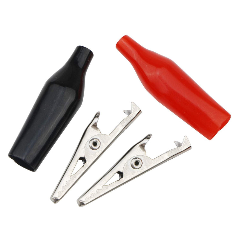 [Australia - AusPower] - 100 Pcs Insulated Alligator Clips Electrical Test Clamps Jumper Helper Protective Insulation Cover for Testing Probe Meter Black and Red with Silicone Cover 