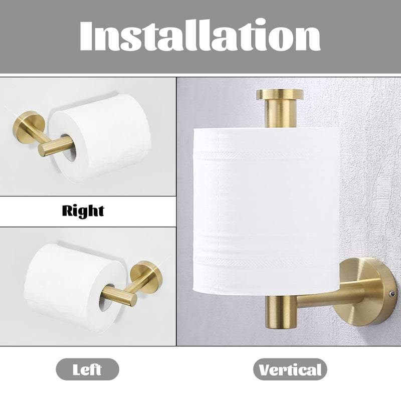 Gold Bathroom Hardware, Bathroom Accessories Set Includes Toilet Paper Holder 24 Inch Towel Bar Towel Ring Robe Hook 4 Pieces Wall Mount Brushed Gold