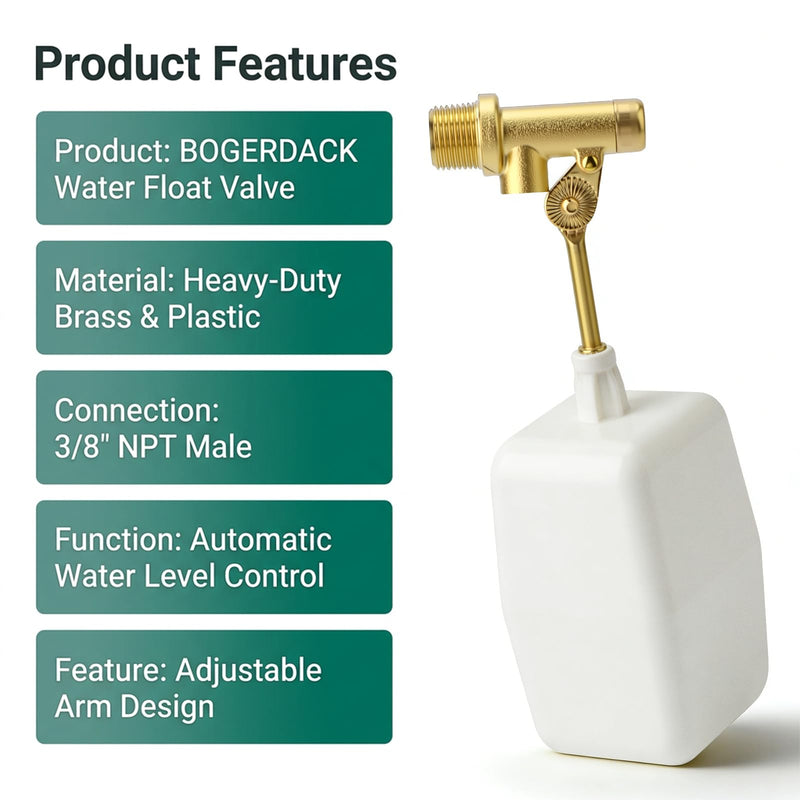 [Australia - AusPower] - 2PCS 3/8" NPT Male Water Float Valve, Automatic Fill and Water Level Control Valve, with Brass Adjustable Arm, for onds, Fountains, Tanks & Aquariums 
