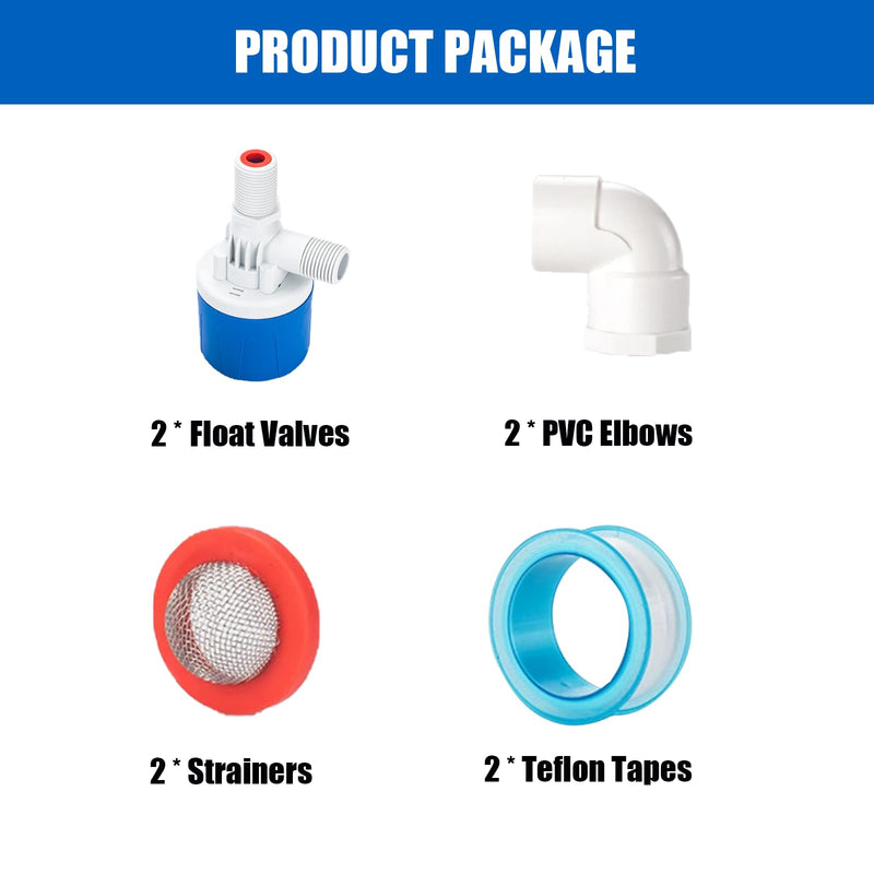 3/4 Inch Float Valve for Water Tank, 3 Pack Top Inlet Automatic Water Level Control Valve, Plastic Shut Off Float Valve for Livestock Waterer, Pond, Pool, Aquarium 3/4''