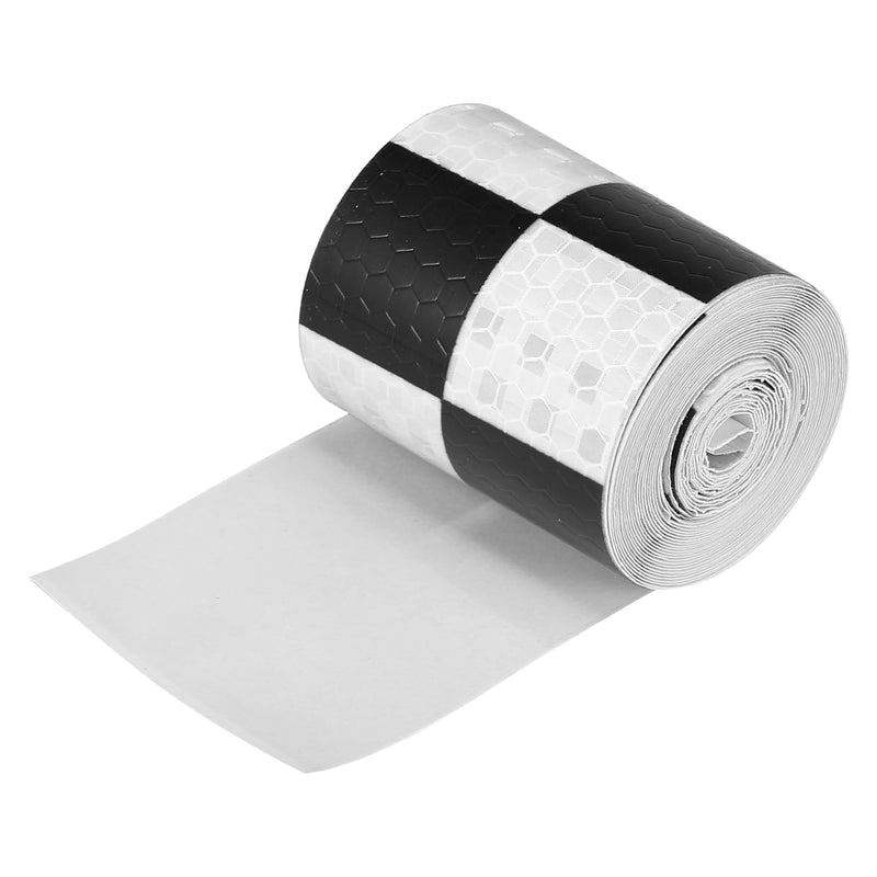 X AUTOHAUX Reflective Black and White Checkered Tape Warning Tape Adhesive Signs Waterproof High Visibility Sticker for Trailer Cars Auto Trucks Trailer 118.11"x1.97"(L x W)