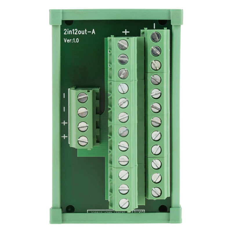 12-Position Power Distributor for DIN Rail Mounting with Screw Terminals Made of Polycarbonate (PC) in Green Electrical Distribution Box for Electrical Installation