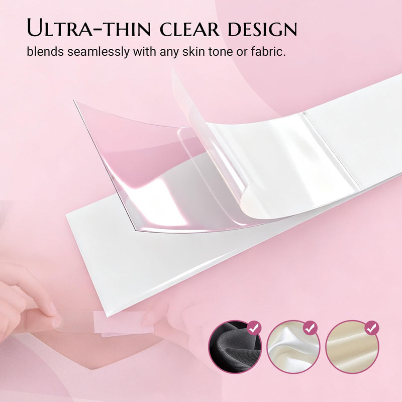 Fashion Tape for Women – Strong Hold Double-Sided Clothing Tape, Invisible Body Adhesive for Clothing, Skin-Friendly Fabric Tape for Secure All-Day Wear 0.53in*3.05in Clear