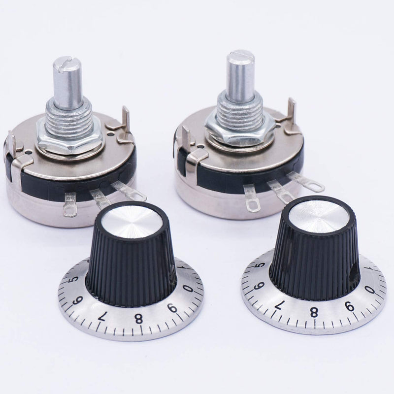 [Australia - AusPower] - TWTADE / 2pcs Single Turn Rotary Carbon Linear Variable Potentiometer + 2pcs Knob WTH118-2W 10K Ohm 