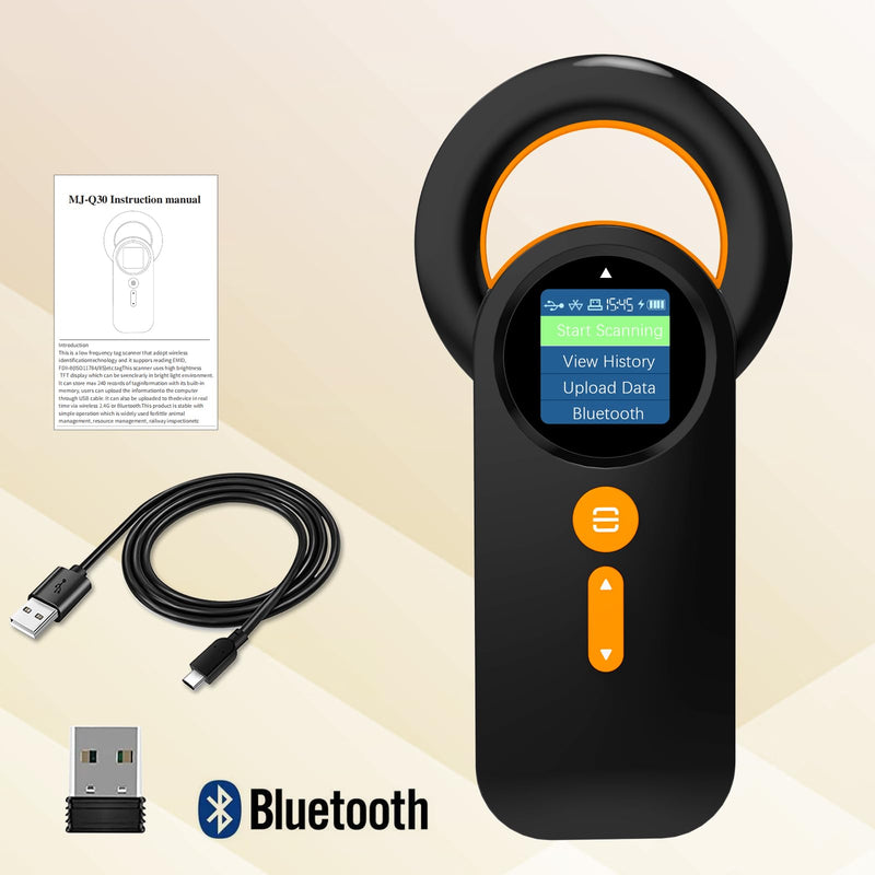 Bluetooth Pet Microchip Reader,Alacrity 3-in-1(2.4GHz Wireless+Bluetooth+USB) Animal Universal Microchip Tag Reader Scanner with 1.44” TFT Screen,800mA*H Rechargeable Battery,240 Pieces Data Storage