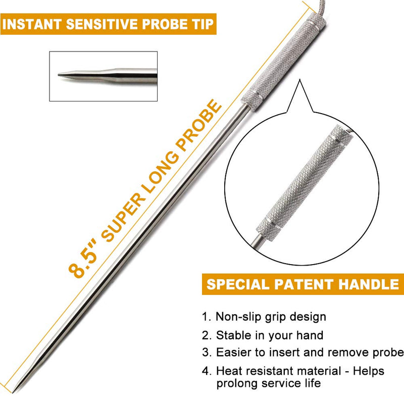 [Australia - AusPower] - ThermoPro Stainless Steel Probe Replacement Stainless Meat Probe for TP08, TP17, TP20,TP21, TP22 (TPW02) Silver 