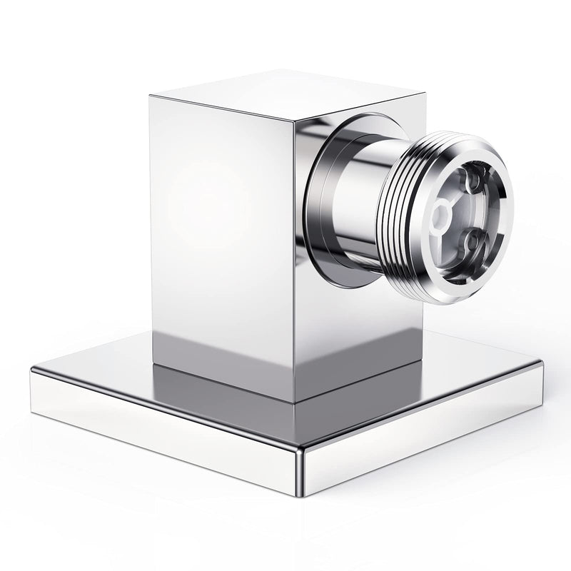 100% Brass Wall Supply Elbow For Hand Shower, Solid Brass Square Wall Elbow With Check Valve (Square, Polished Chrome)