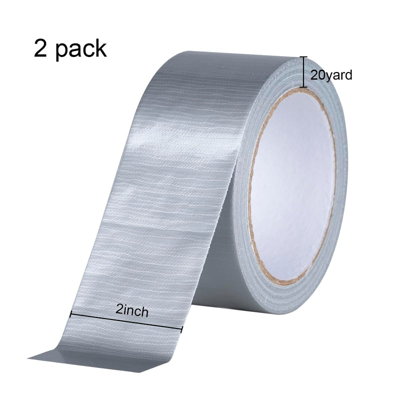 [Australia - AusPower] - XUXU 2 Pack Duct Tape Heavy Duty Waterproof Silver Duct Tape, Strong Adhesive Duct Tape Bulk for Indoor Outdoor Repairs Tear by Hand, 40 Yards x 2 Inch Total 