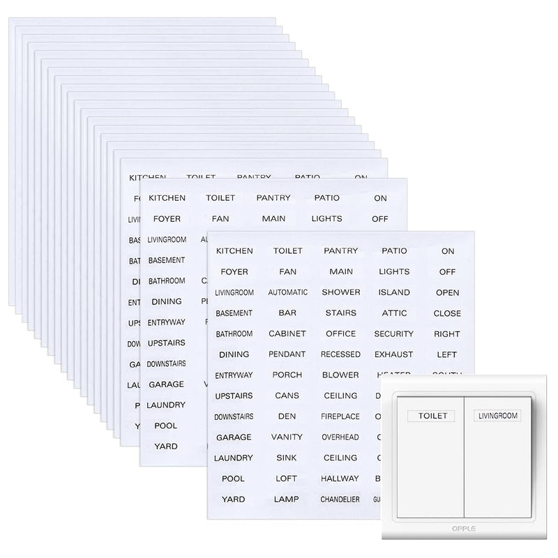 SUPERFINDINGS 20Pcs Light Switch Labels Transparent Switches Identification Stickers Label PVC Waterproof Switch Panel Labels for Organizing Home Kitchen Bathroom Office