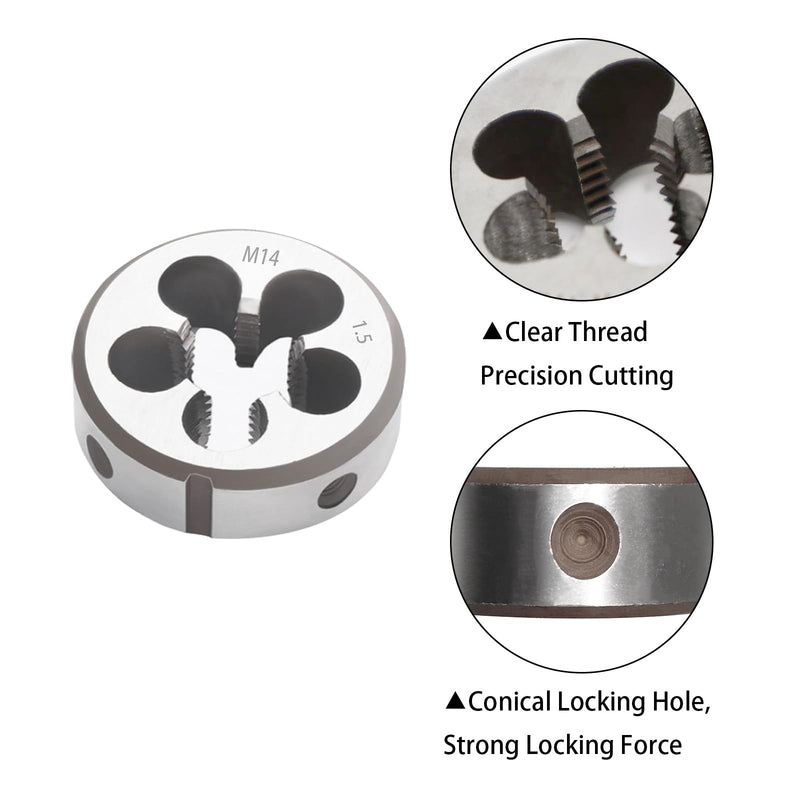 [Australia - AusPower] - M14 x 1.5mm Metric Tap And Die Set,M14 x 1.5mm High-Speed Steel Machine Tap Die Set,Thread Tap And Round Thread Die Right Hand (M14 x 1.5mm) M14 x 1.5mm 