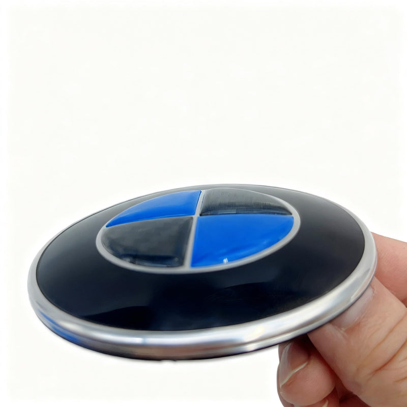 3D Epoxy Resin Sticker, Compatible with BMW Emblem,Blue Black Carbon Fiber Stickers, Two-piece Set with Front and Back Labels