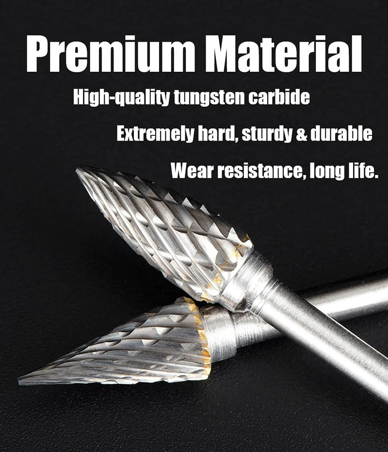 [Australia - AusPower] - Carbide Burr Set for Dremel, 10 Pieces Wood Metal Cutter with 1/8 Inch Shank for DIY Woodworking, Carving, Engraving, Drilling, Metalworking 