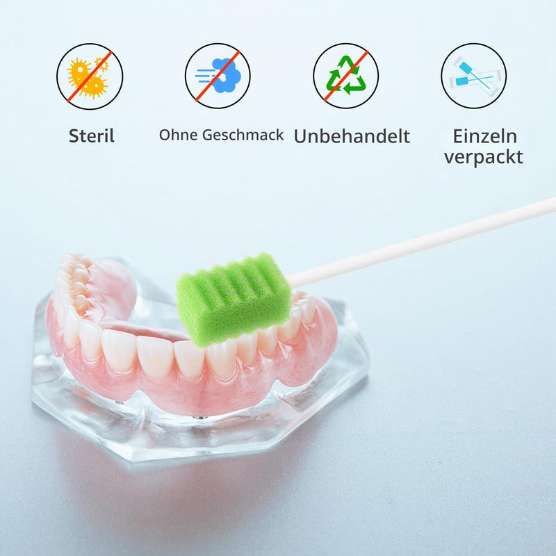 ARGOMAX Mouth Sponges Swabs, Pack of 50 Oral Care Sponge Swabs, Cleaning Mouth Swabs, Oral Hygiene Sponge, Mouth Care Swabs, Cotton Buds, Oral Care Sticks, Foam for Oral Hygiene, Green