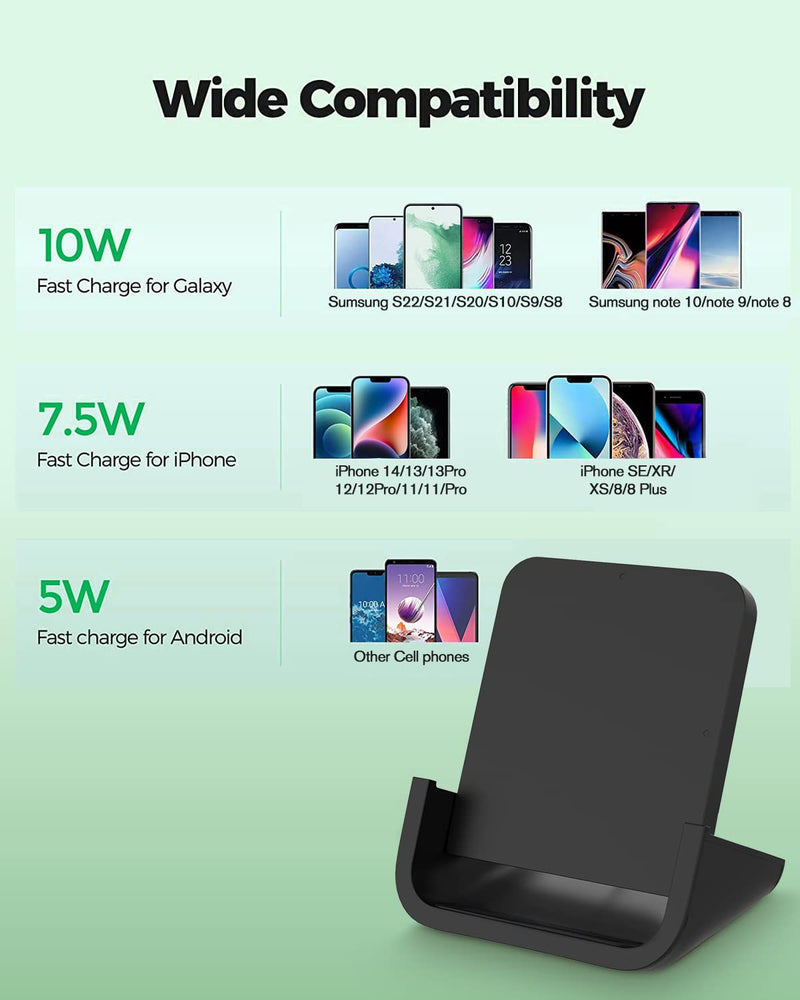 [Australia - AusPower] - Wireless Charger YUWISS Wireless Charging Stand Cordless Charger 10/7.5/5W Compatible with iPhone 14 13 12/12 /11Pro Max/XR/XS Max/XS/X/8/8Plus Galaxy S22/S21/S9/S9+/S8/S8+ Note Black 