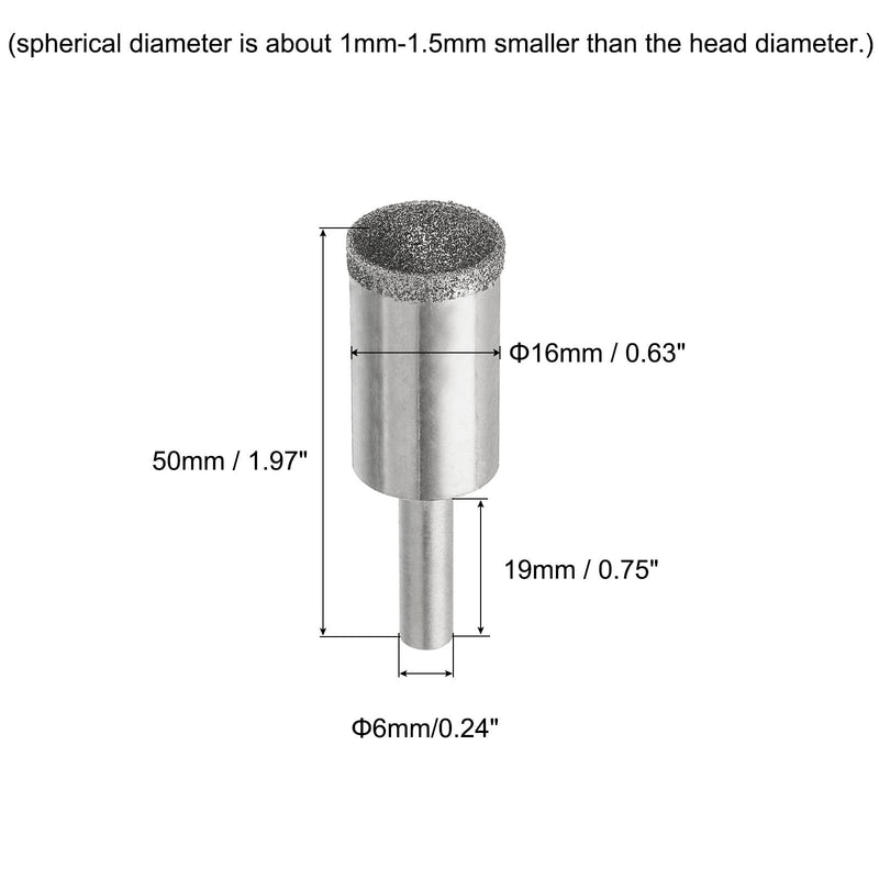 [Australia - AusPower] - uxcell Diamond Grinding Mounted Point, 16mm 100 Coarse Grits Spherical Concave Head Bead Fine Grinding Bit for Jade Amber Stone Beeswax Glass 