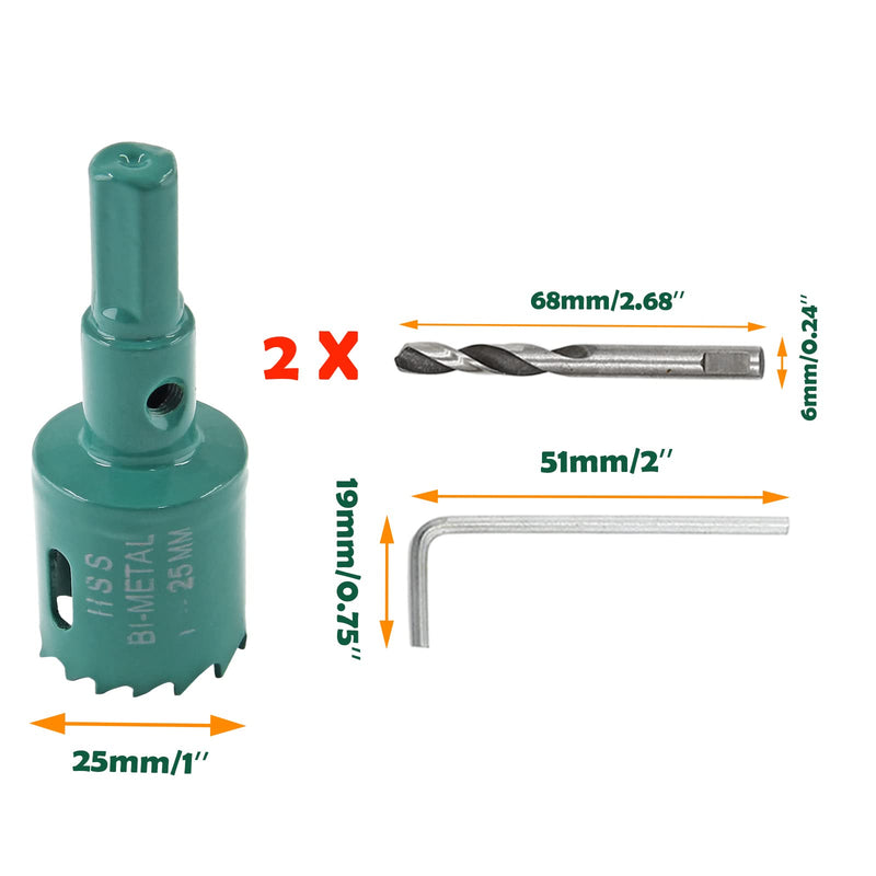 [Australia - AusPower] - 1 Inch Hole Saw with Arbor, 25mm Hole Saw HSS Bi-Metal Hole Cutter Smoothly Cutting in Cornhole Boards, Plastic, Wood, Fiberboard, Drywall 1" / 25mm 