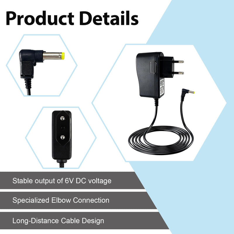 1.5 m 6 V power adapter for blood pressure monitor, power supply charger for Omron blood pressure monitors M7, M500, M700, M3, M5, replacement adapter for HEM-7156, HEM-7120, JPN-500, compatible with