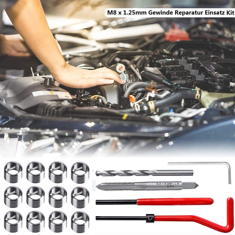 [Australia - AusPower] - fixinus 30 Piece M8 x 1.25mm Thread Repair Insert Kit, Stainless Steel Thread Repair Kit Helicoil Coil Compatible Hand Tool Set for Auto Repair 