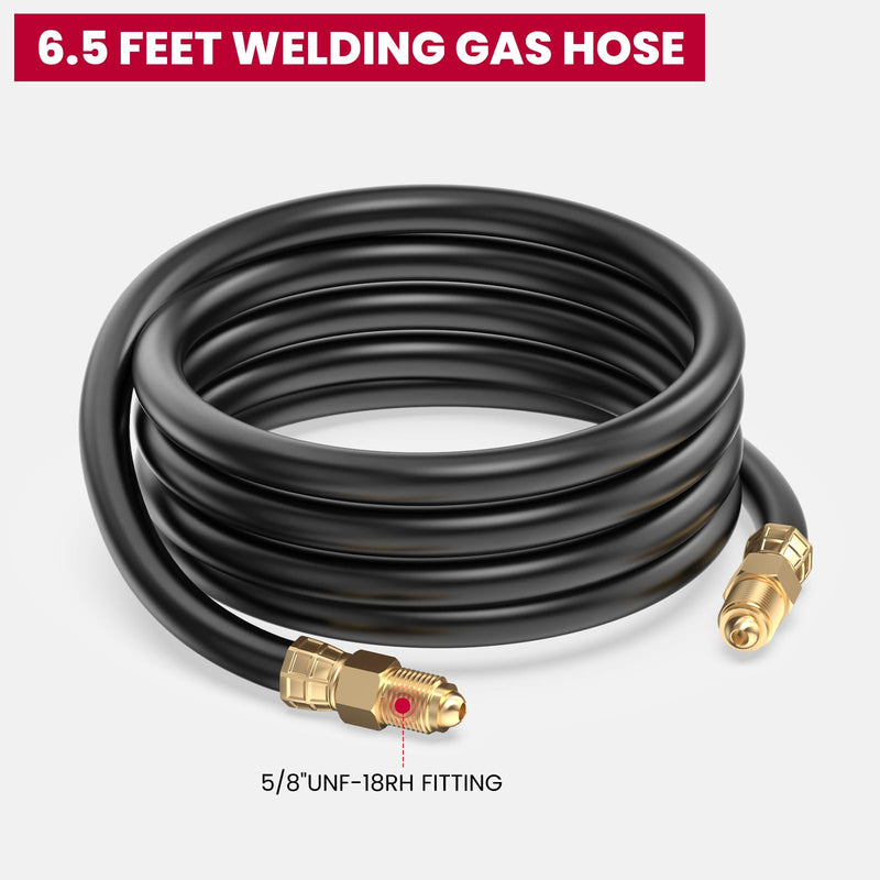 [Australia - AusPower] - bestarc Inert Gas Welding Hose, Argon CO2 Flow Meter Regulator Hose, Mig Tig, This Hose Is Standard UNF 5/8" with Inert Gas Fitting (6.5 Feet) 6.5FT 