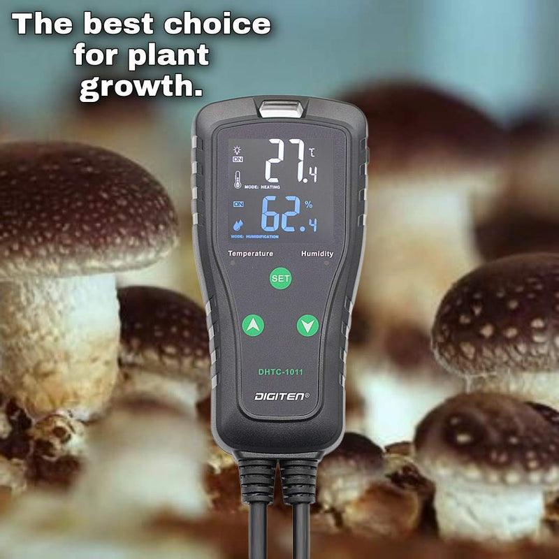 Temperature and Humidity ControllerPlug-in Thermostat Humidistat Reptile Greenhouse,Dual Stage Pre-Wired Outlet 110V 10A