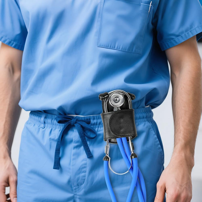 [Australia - AusPower] - Stethoscope Holder, Premium Full-Grain Nappa Leather, Strong Magnetic Clip for Secure & Easy Access, Nurse & Doctor Essential 