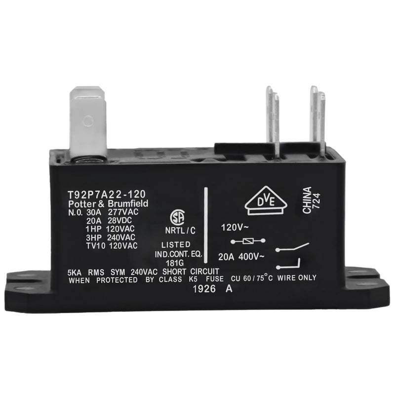 [Australia - AusPower] - 2Pcs T92P7A22-120 Power Relay, DPST-NO (2 Form A) - 120VAC, 30A 6-Pins General Purpose Relay Replace Part 10459304 2 