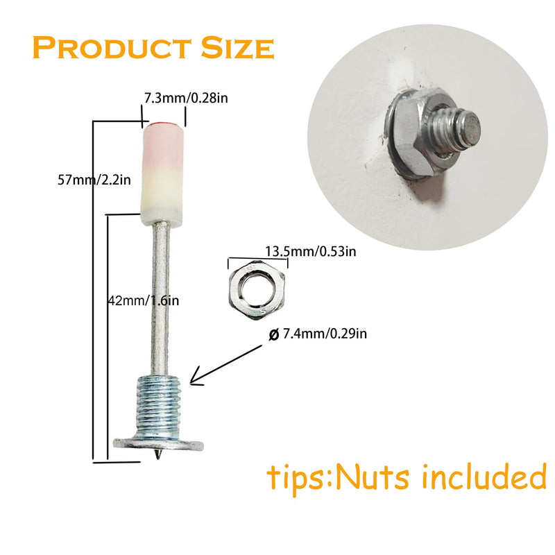 [Australia - AusPower] - 50pcs Manual Round Nails with M8 Screw Nut for Concrete Nailler,7.3mm Dia.42mm Long Multi-Purpose Steel Nail Wall Fastening Tool Kits Accessories(42mm-with M8 Screw Nut) 42mm-M8 Screw Nut 