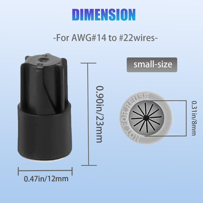 [Australia - AusPower] - 50PCS Waterproof Wire Electrical Connectors, Outdoor Seal Electrical Twist Nuts Caps Cable Terminal Connector for Landscape Light, Irrigation Valves, Wet Location Installation, 22AWG-14AWG, Black 
