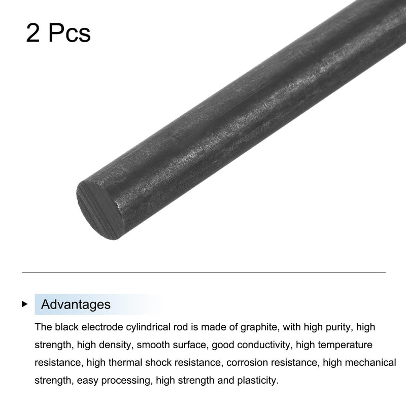 [Australia - AusPower] - MECCANIXITY Graphite Rod, Graphite Stirring Rod Cylinder Stick Carbon Rod 250x13mm Black for Electrode, Melting Casting, Crucibles, Pack of 2 
