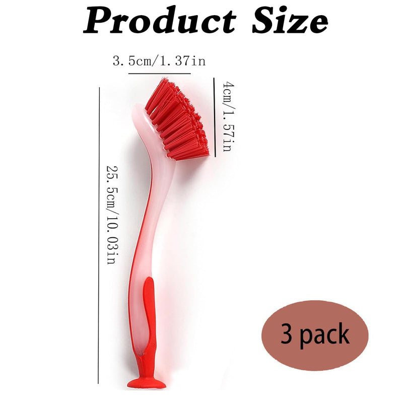 Washing Up Brush with Handle, 3-Piece Cleaning Brush with Extended Handle, Soft Dish Scrubber, Scrubbing Brush for Dishes, Washing Brush, Bathtub for Sinks Pans Sink Cleaning