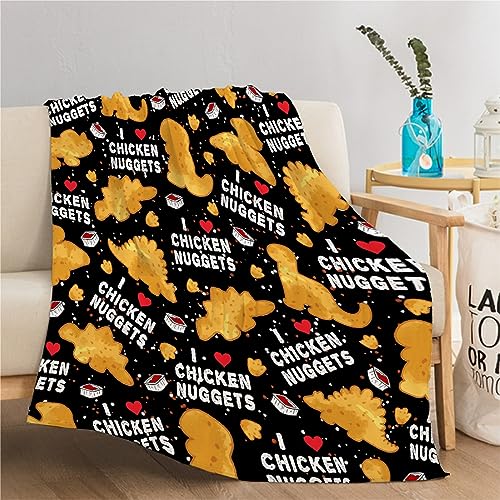 Chicken Nuggets Blanket - Ultra Soft Dino Nugget Flannel Blanket for Kids - Funny Food Blanket Home Decor for Bed Couch Living Room - Novelty Gift for Boys Girls,60"x80" for Adults Chicken Nugget Blanket 80"x60" for Adults