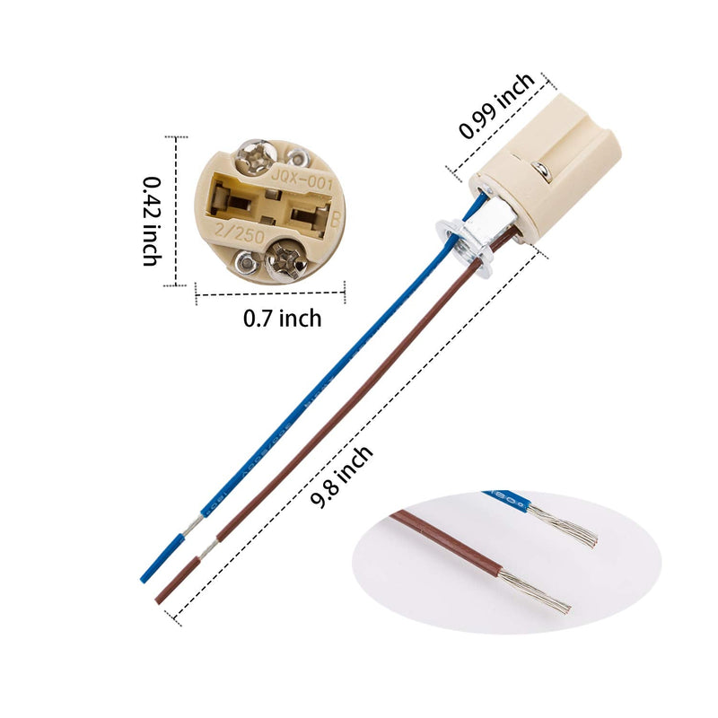 [Australia - AusPower] - G9 Base Bulb Socket Ceramic Lamp Holder Halogen Beads with Wire Stand LED Aging Test Lamp Bracket (2pc) 