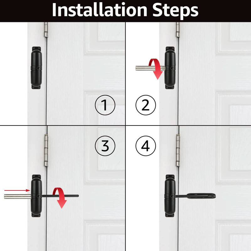 2PCS Automatic Door Closer Safety Spring Door Closers, Adjustable Closing Door Hinge for Convert Hinged Doors to Self-Closing, Black Door Closer Auto for Residential, Commercial