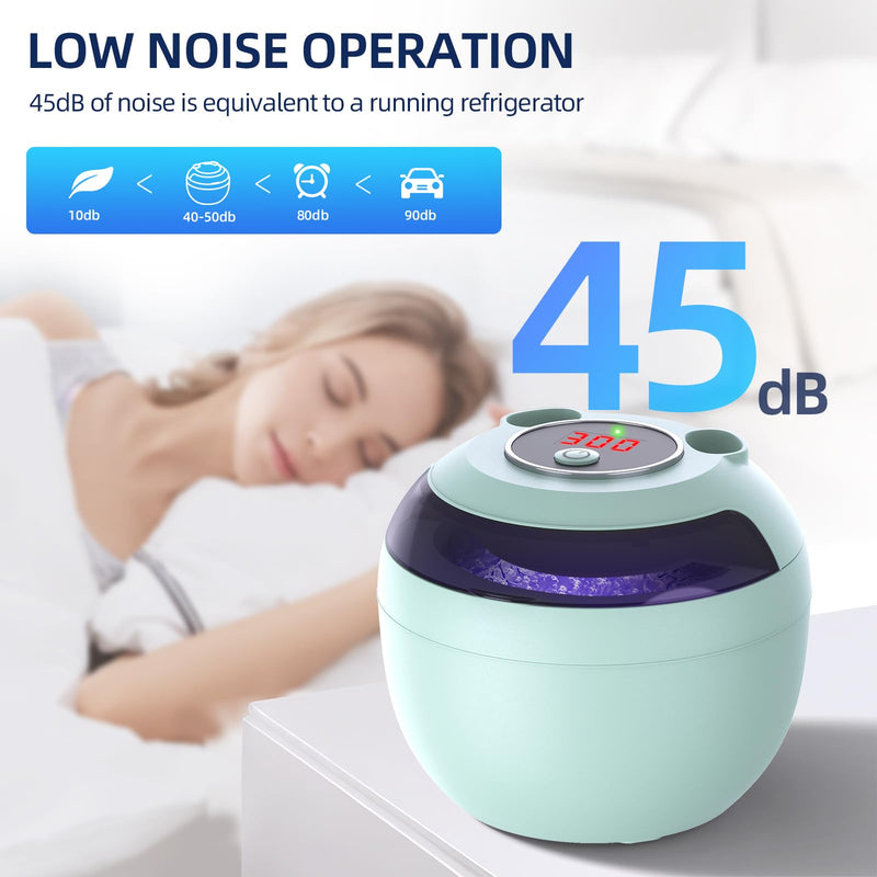 [Australia - AusPower] - Ultrasonic Retainer Cleaner, Retainer Cleaner for Dentures, Mouth Guards, Braces, Toothbrush Heads, Jewelry with UV-C Cleaner, 45kHz Ultrasonic, 4 Mode Ultrasonic Cleaner Machine (Green) Green 