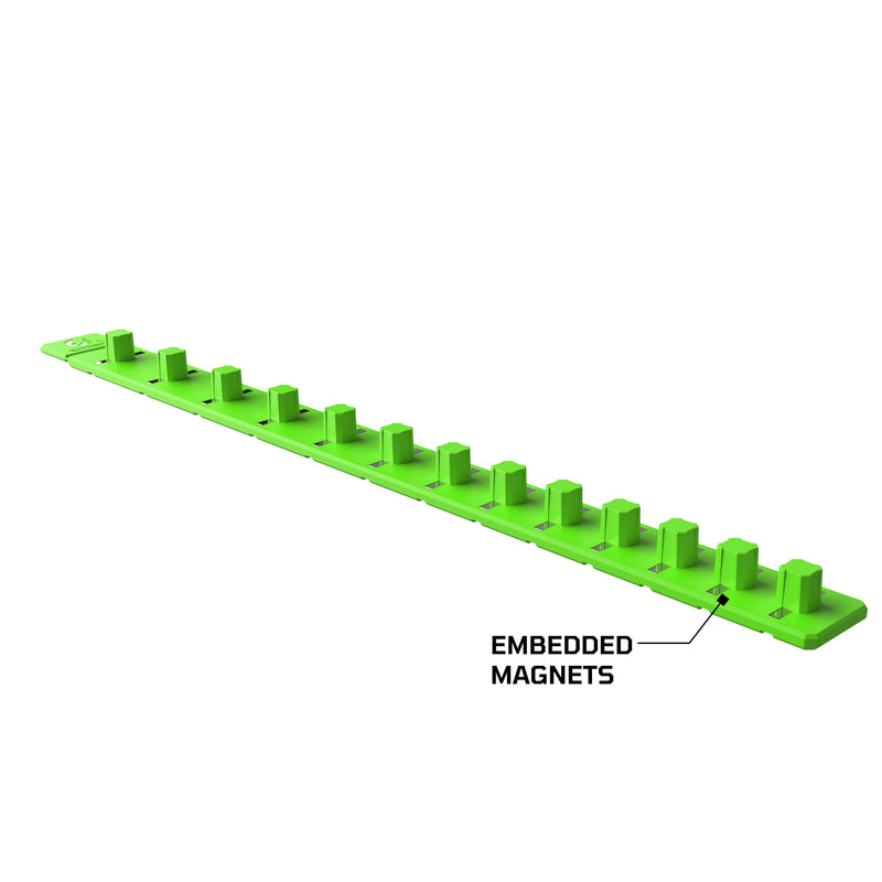 EZRED FSR38-G 3/8" Flexible Magnetic Socket Holder Rail, Green 13 Sockets